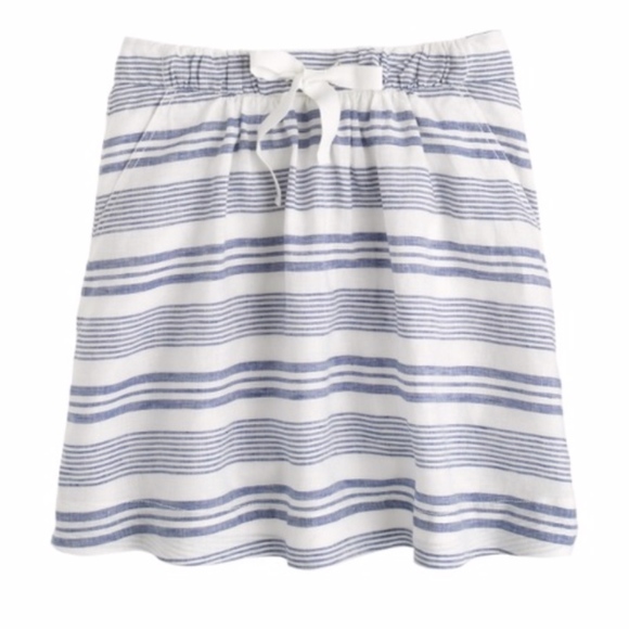 J Crew White & Blue Boardwalk Striped Linen Skirt - Picture 7 of 7